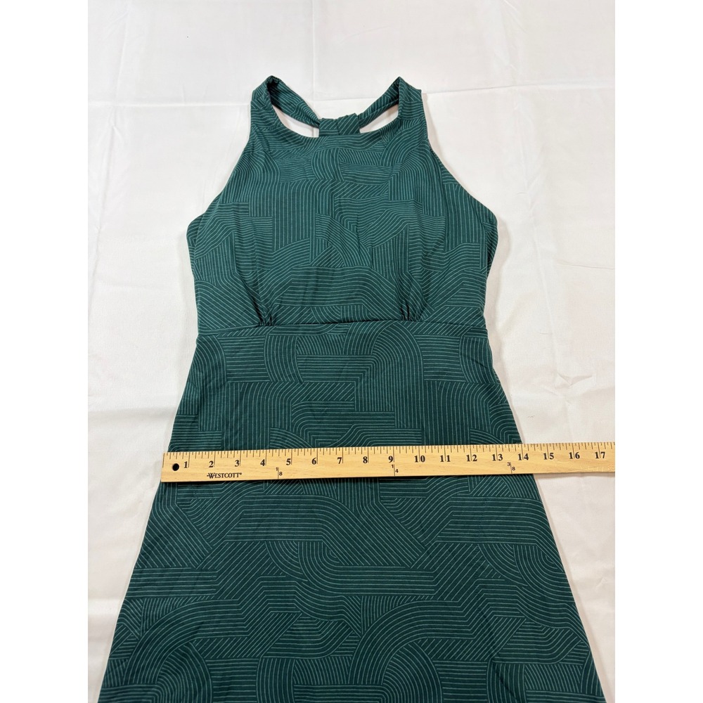 Prana Green Geometric Halter Midi Dress with Built-in Bra Womens Medium - Picture 13 of 15